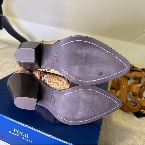 Ralph Lauren Snakeskin Tan Ankle Boots - Picture 6 of 9
